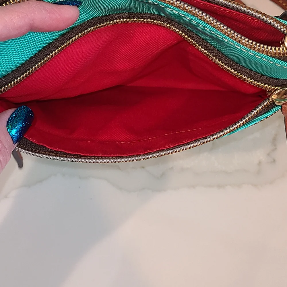 Dooney & Bourke Teal and Brown Crossbody Bag